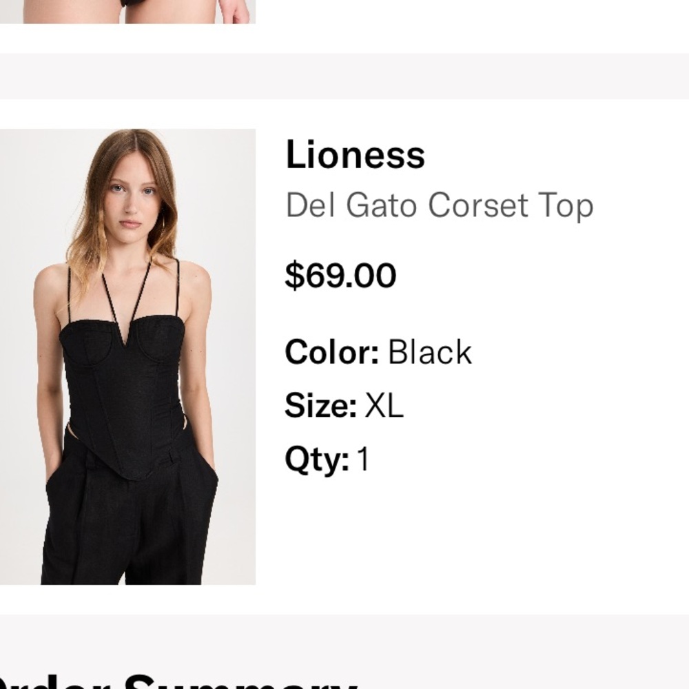 Lioness Black Del Gato Corset Top XL